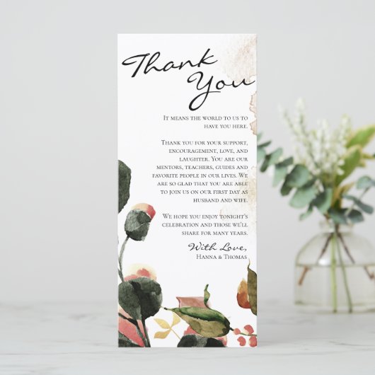 De Waterverf van de herfst Floral dank u plaats he Menu (Staand voorkant)