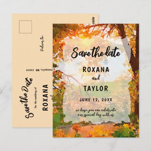 De Waterverf van de herfst vertrekt Weddenschap sp Briefkaart (Voorkant / Achterkant)