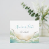 De Waterverf van de Koreline van het strand sparen Save The Date (Staand voorkant)