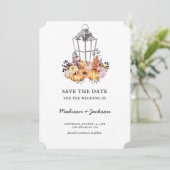 De Waterverf van de lantaarn herfst Wedding sparen Save The Date (Staand voorkant)