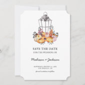De Waterverf van de lantaarn herfst Wedding sparen Save The Date (Voorkant)