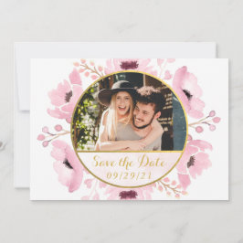 De Waterverf van de lente Pinks Floral bewaart de  Save The Date