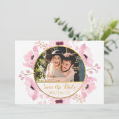 De Waterverf van de lente Pinks Floral bewaart de  Save The Date (Staand voorkant)