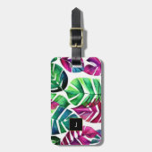 De waterverf van de moderne tropen laat monogram bagagelabel (Voorkant verticaal)