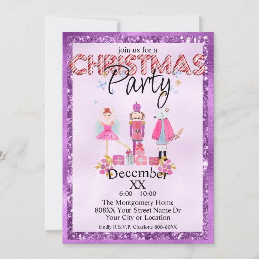 De Waterverf van de Paars van de Nutcracker-kerstm Kaart (Voorkant)