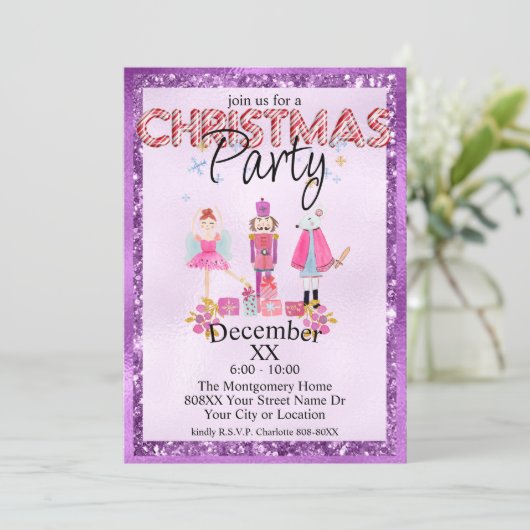 De Waterverf van de Paars van de Nutcracker-kerstm Kaart (Staand voorkant)