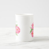 De Waterverf van de Roos van de Naam van de douane Porselein Kop (Voorkant)