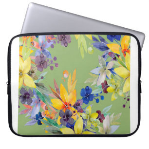 De waterverf van de tak naadloos patroon. Afbeeldi Laptop Sleeve