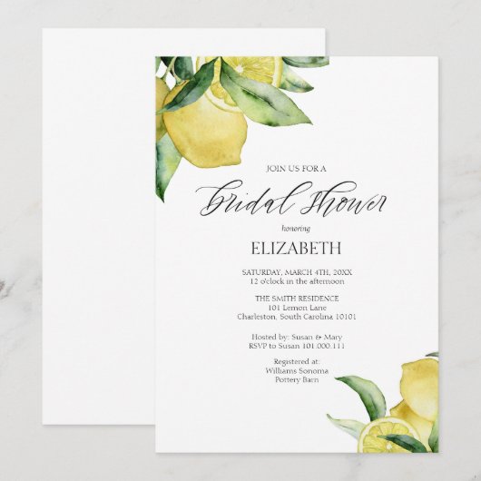 De Waterverf van de Uitnodiging van de Bridal van  (Voorkant / Achterkant)