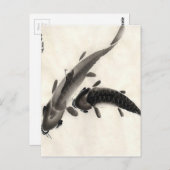 De Waterverf van de Vissen van Koi Briefkaart (Voorkant / Achterkant)