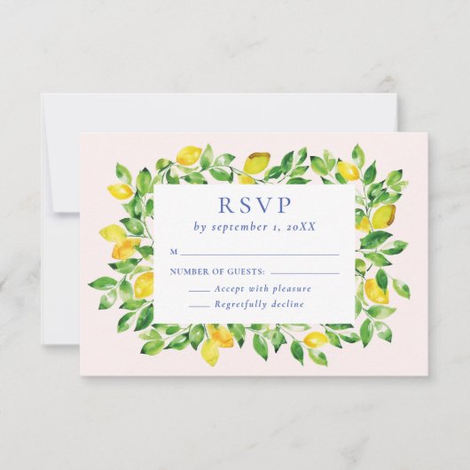 De Waterverf van de zomer Lemons en het Berichten RSVP Kaartje (Voorkant)