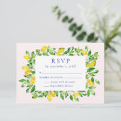 De Waterverf van de zomer Lemons en het Berichten  RSVP Kaartje (Staand voorkant)