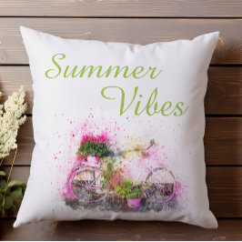 De waterverf van de zomerfiets is kleurrijk roze kussen