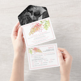De waterverf van Grevillea Forta RSVP-opties All In One Uitnodiging