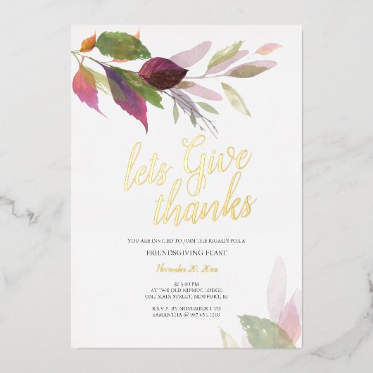 De Waterverf van het land in Oostenrijk laat Thank Folie Uitnodiging (Voorkant)