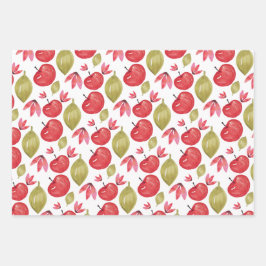 De Waterverf van het Patroon van Apple met de hand Inpakpapier Vel