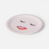 De waterverf van lippen en van Wimpers Papieren Bordje (Gekanteld)