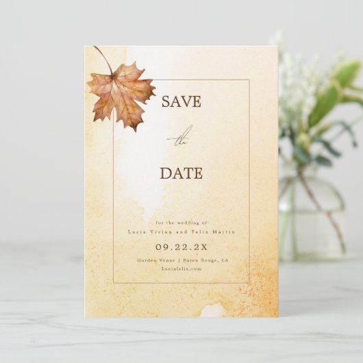 De Waterverf van Maple Leaf sparen de Datum Kaart (Staand voorkant)