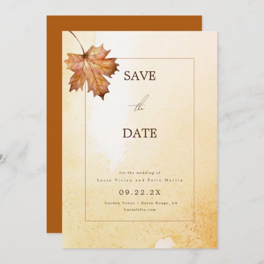 De Waterverf van Maple Leaf sparen de Datum Kaart (Voorkant / Achterkant)