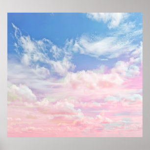 De Waterverf van Pink Clouds: Gradient Sky. Poster