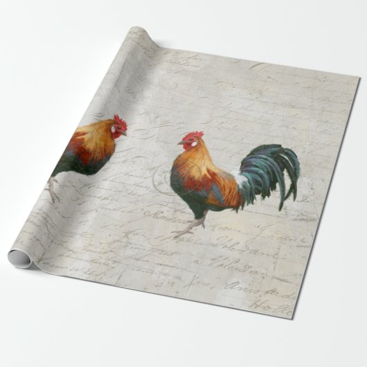De Waterverf van Rooster Marble Script  ontkoppeli Cadeaupapier (Uitgerold)