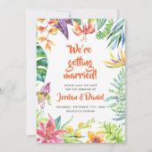 De Waterverf van Tropische Bloemen sparen de Datum Save The Date (Voorkant)