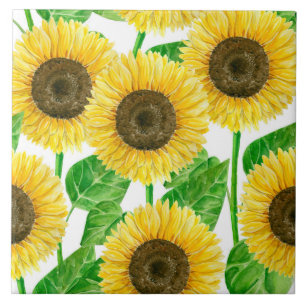 De waterverf van zonnebloemen tegeltje