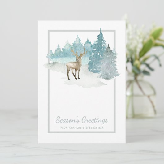 De Waterverf Winter Woodland Kerstmis Feestdagenkaart (Staand voorkant)