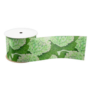 De waterverfpatroon van de hydrangea hortensia satijnen lint