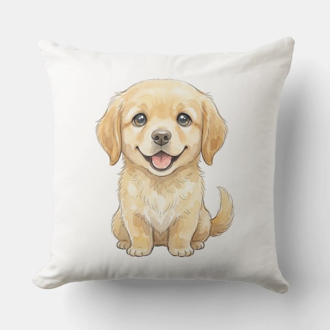 De Watervogeljager: Schattige Golden Retriever Kussen (Voorkant)
