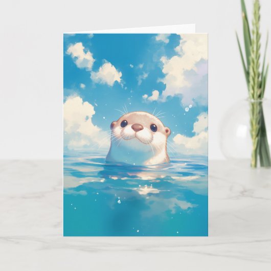 De waterwereld van een schattige otter kaart (Voorkant)