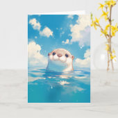De waterwereld van een schattige otter kaart (Gele Bloem)