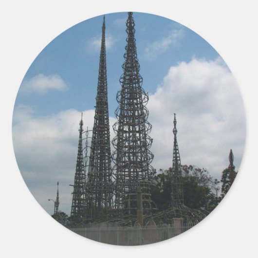 De Watts Towers Ronde Sticker (Voorkant)