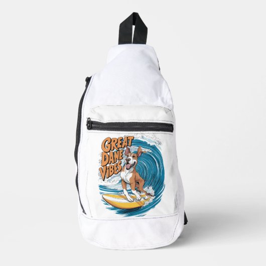 De Wave Rider Great Dane Hond Surfen Sling Bag (Voorkant)