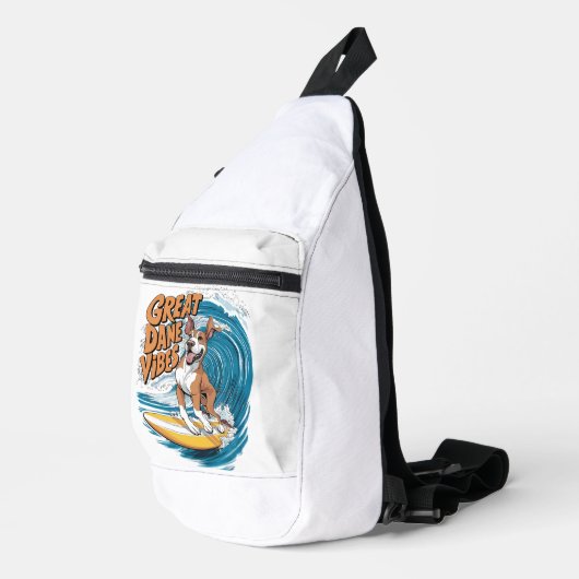 De Wave Rider Great Dane Hond Surfen Sling Bag (Rechterhoek)