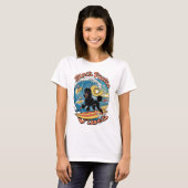 De Wave Rider Surfing Black Poodle T-shirt (Voorkant volledig)