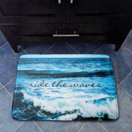 De Waves Quote Hawaii Blue Ocean Photo Badmat