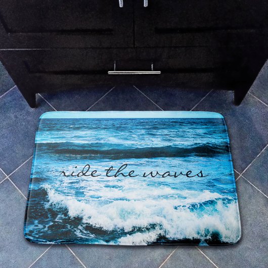 De Waves Quote Hawaii Blue Ocean Photo Badmat
