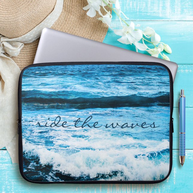 De Waves Quote Hawaii Blue Ocean Photo Laptop Sleeve (Creator heeft geüpload)