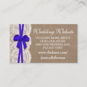 De website van het Collectie "Rustic Blue Bow Wedd Informatiekaartje