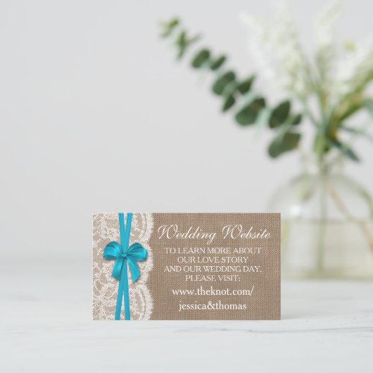 De website van het Collectie "Rustic Blue Bow Wedd Informatiekaartje (Staand voorkant)