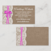 De website van het Collectie Rustic Pink Bow Weddi Informatiekaartje (Voorkant / Achterkant)