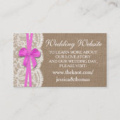 De website van het Collectie Rustic Pink Bow Weddi Informatiekaartje (Voorkant)