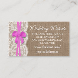 De website van het Collectie Rustic Pink Bow Weddi Informatiekaartje