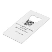 De website van het huwelijk rsvp q r code voegt na creditkaart flessenopener (Achterkant Gekanteld)