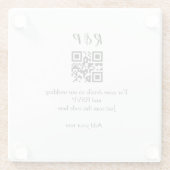 De website van het huwelijk rsvp q r code voegt na glazen onderzetter (Achterkant)