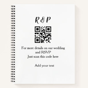 De website van het huwelijk rsvp q r code voegt na notitieboek