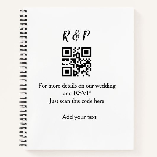 De website van het huwelijk rsvp q r code voegt na notitieboek (Voorkant)