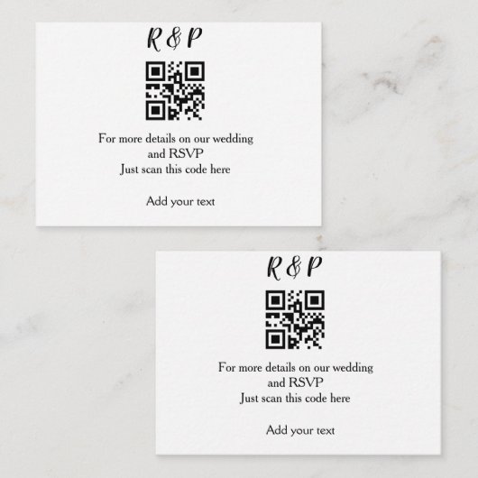 De website van het huwelijk rsvp q r code voegt na notitiekaartje (Voorkant / Achterkant)