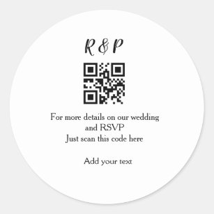 De website van het huwelijk rsvp q r code voegt na ronde sticker